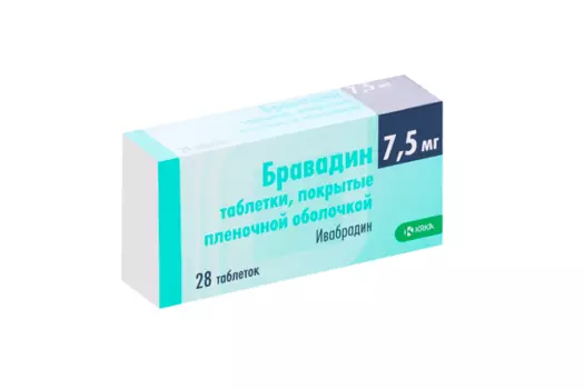 Бравадин 7.5 мг, 28 шт, таблетки покрытые пленочной оболочкой