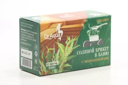 Брикет Dr Aqua соляной в баню Эвкалипт 350 г