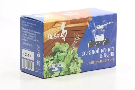 Брикет Dr Aqua соляной в баню морской природный 350 г