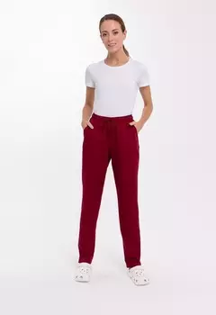 Брюки Med Fashion Lab медицинские лино бордовый рост 164 женские р 46