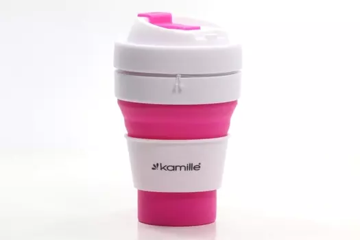 Бутылка д/воды спортивная Kamille из силикона с пластиковой вставкой розовый 350 мл