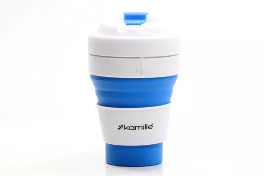 Бутылка д/воды спортивная Kamille из силикона с пластиковой вставкой синий 350 мл