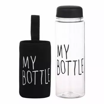 Бутылка Miland д/воды пластиковая My Bottle в чехле черный 500 мл