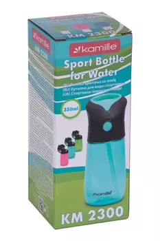 Бутылка спортивная KAMILLE д/воды из пластика голубая 350 мл