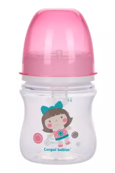 Бутылочка Canpol PP EasyStart Toys с шир горл антиколик розовая (с 0 мес), 120 мл