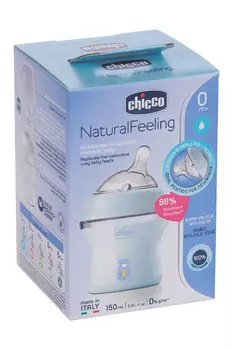 Бутылочка Chicco Natural Feeling силик соска с флексорами голуб (с 0 мес), 150 мл