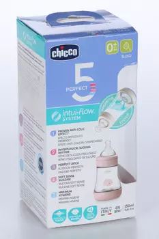 Бутылочка Chicco Perfect5 Girl силик соска медл поток ( 0+ ), 150 мл