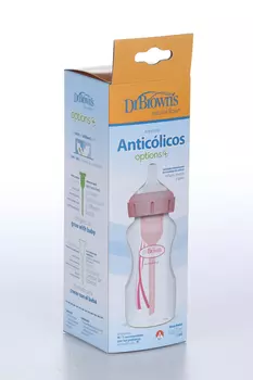Бутылочка ДрБраунэс с широким горлышком антиколиковая с соской д/новорождённых розовая 270 мл