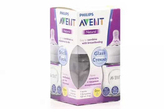 Бутылочка Филипс Авент Нэтурал стеклянная дет (с 0 мес), 120 мл, SCF051/17