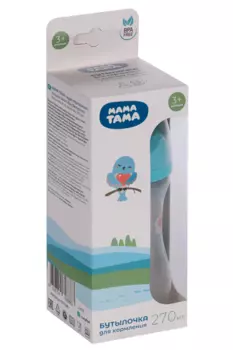 Бутылочка Мама Тама PP с широк горлышком с силик соской голубая (с 3 мес), 270 мл