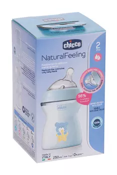 Бутылочка Natural Feeling силик соска с флексорами голубая (с 2 мес), 250 мл