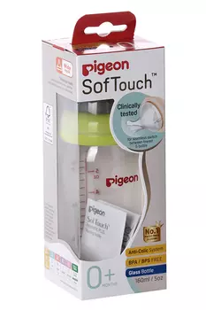 Бутылочка Pigeon Перистальтик Плюс премиал стекло (с 0 мес), 160 мл