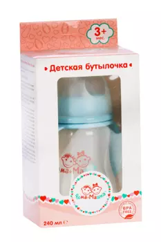 Бутылочка Рома+Машка полипропил/ручки/дно-индикатор/соска силик/шир горл 240 мл голубая