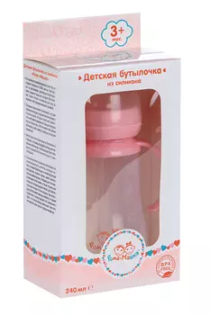 Бутылочка Рома+Машка силикон/ручки/соска силик/соломинка/шир горл 240 мл розовая