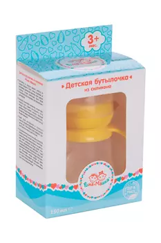 Бутылочка Рома+Машка силикон/ручки/соска силик/соломинка/шир горл 150 мл желтая
