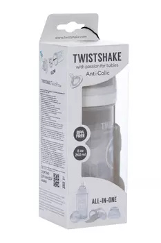 Бутылочка Twistshake антиколиковая д/кормления с контейнером белая, 260 мл