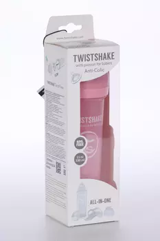 Бутылочка Twistshake антиколиковая д/кормления с контейнером пастельный розовый, 330 мл