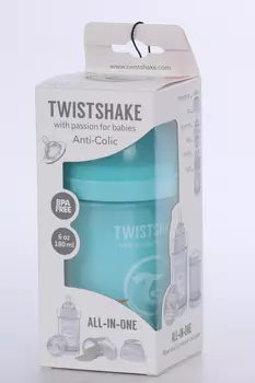 Бутылочка Twistshake антиколиковая д/кормления с контейнером пастельный синий, 180 мл