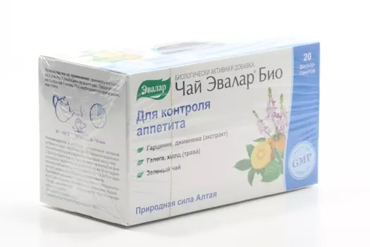 Чай БИО д/контроля аппетита Эвалар 1,5г N20/Эвалар 1,5 г, 20 шт, ф/п