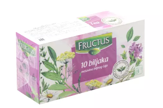 Чай Fructus травяной из 10 растений, 1,5 г, 20 шт, фильтр-пакет
