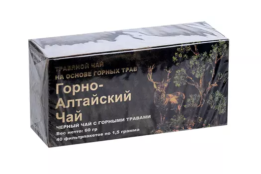 Чай Нарине Горно-Алтайский травяной черный, 1,5 г, 40 шт, фильтр-пакет