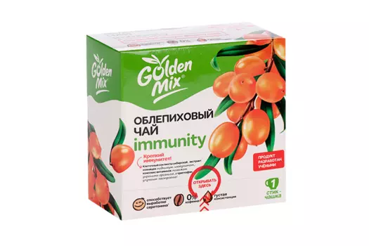 Чай облепиховый Golden Mix Immunity Алтайский букет, 18 г, 21 шт, стик-саше