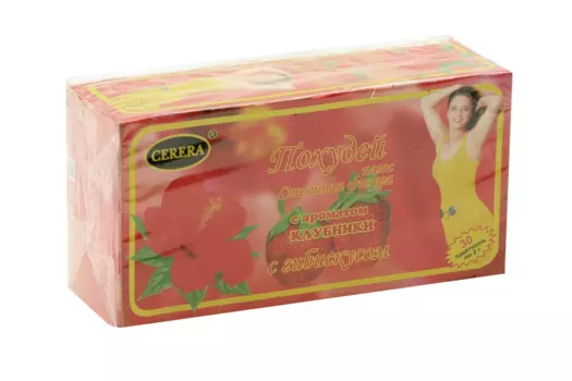 Чай Похудей Плюс Стройная фигура с ароматом клубники с гибискусом, 2 г, 30 шт, фильтр-пакет
