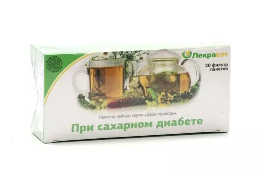 Чайный напиток Дары природы Лекрасэт При сахарном диабете, 1,5 г, 20 шт, фильтр-пакет