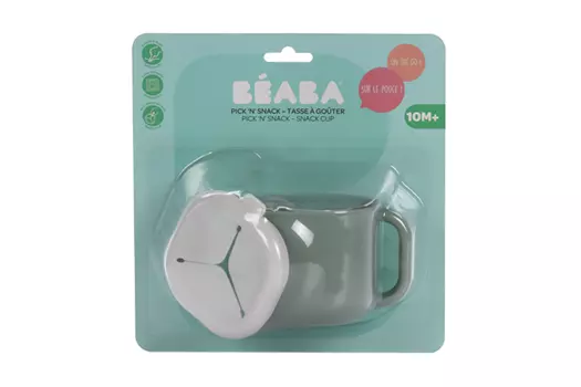 Чашка силиконовая Beaba Pick n snask c ручкой для перекуса