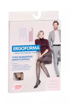 Чулки ERGOFORMA 2 класс компр откр носок унисекс шир резин телесн р 5, (EU 226)