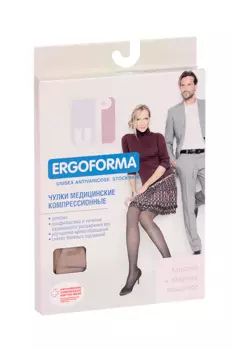 Чулки ERGOFORMA 2 класс компр откр носок унисекс шир резин телесн р 6, (EU 226)