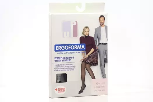 Чулки Ergoforma 2 класс компр открытый носок унисекс р 5, черн