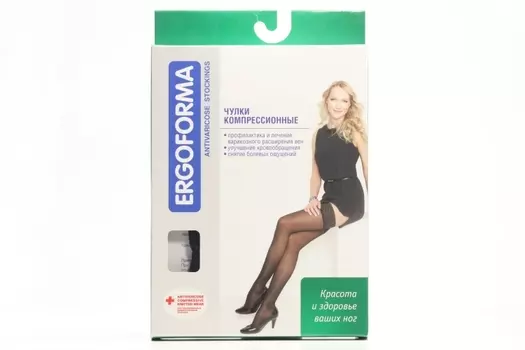 Чулки Ergoforma антиварикозн 2 класс компрессии 23-32 мм рт ст р 1, черн