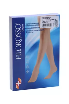 Чулки FILOROSSO Profilactica компрессионные с силик резинкой 1 класс 50 den бежевые р 4, пара