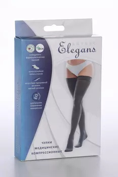 Чулки Элеганс мед лечебно-профилакт класс компр 1 XL черн