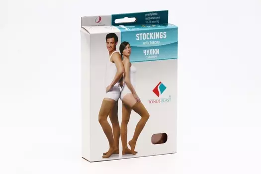Чулки Тонус эласт компрес профилакт рост 1 р 2, беж
