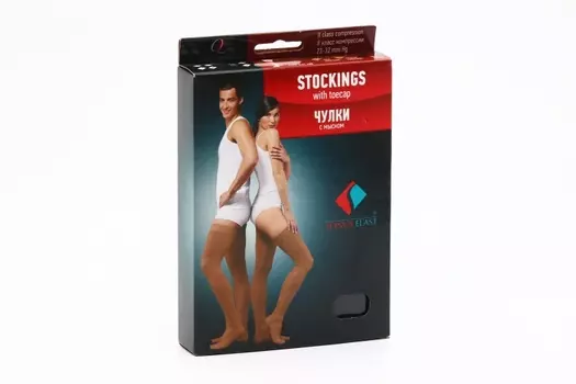 Чулки Тонус эласт мед компресс рост 1 класс компр 1 р 5, черн