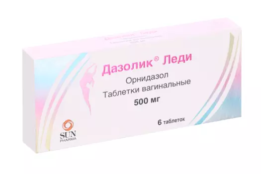 Дазолик Леди 500 мг, 6 шт, таблетки вагинальные