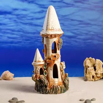 Декорация д/аквариума Замок одинарный 15х3х35 см микс