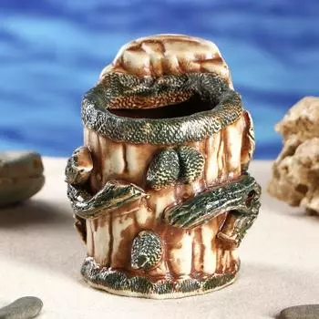 Декорация для аквариума Пень маленький 10 х 10 х 12 см микс