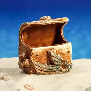 Декорация для аквариума "Сундук малый", 7 х 9 х 10 см, микс