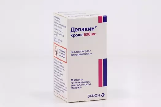 Депакин хроно 500 мг, 30 шт, таблетки пролонгированного действия покрытые оболочкой (Д)