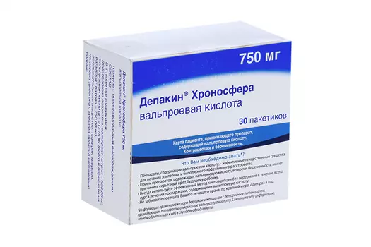 Депакин Хроносфера 750 мг, 30 шт, гранулы пролонгированного действия для приема внутрь