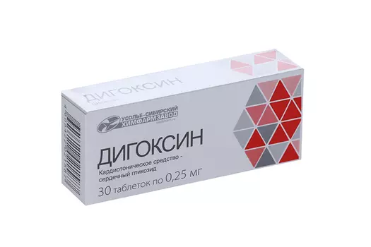 Дигоксин 0.25 мг, 30 шт, таблетки