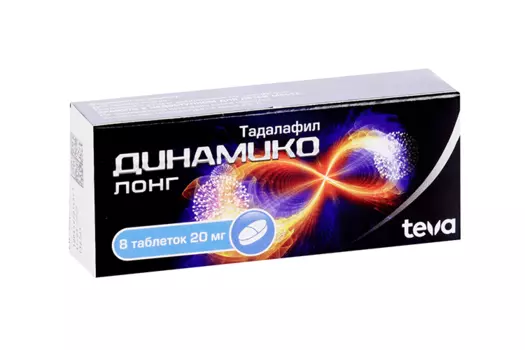 Динамико Лонг 20 мг, 8 шт, таблетки покрытые пленочной оболочкой