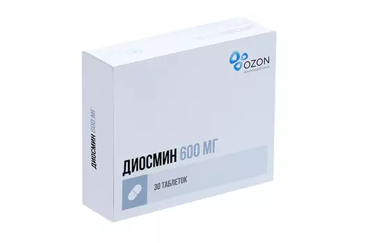 Диосмин 600 мг, 30 шт, таблетки покрытые пленочной оболочкой