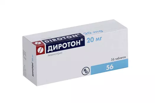 Диротон 20 мг, 56 шт, таблетки (Д)