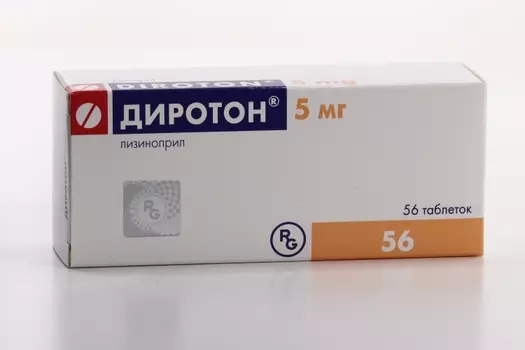 Диротон 5 мг, 56 шт, таблетки
