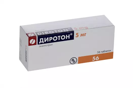 Диротон 5 мг, 56 шт, таблетки (Д)
