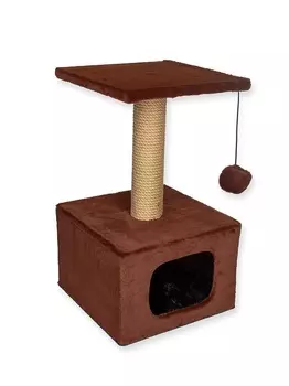 Дом-когтеточка ZooKing д/кошек 34х34х60 см коричневый